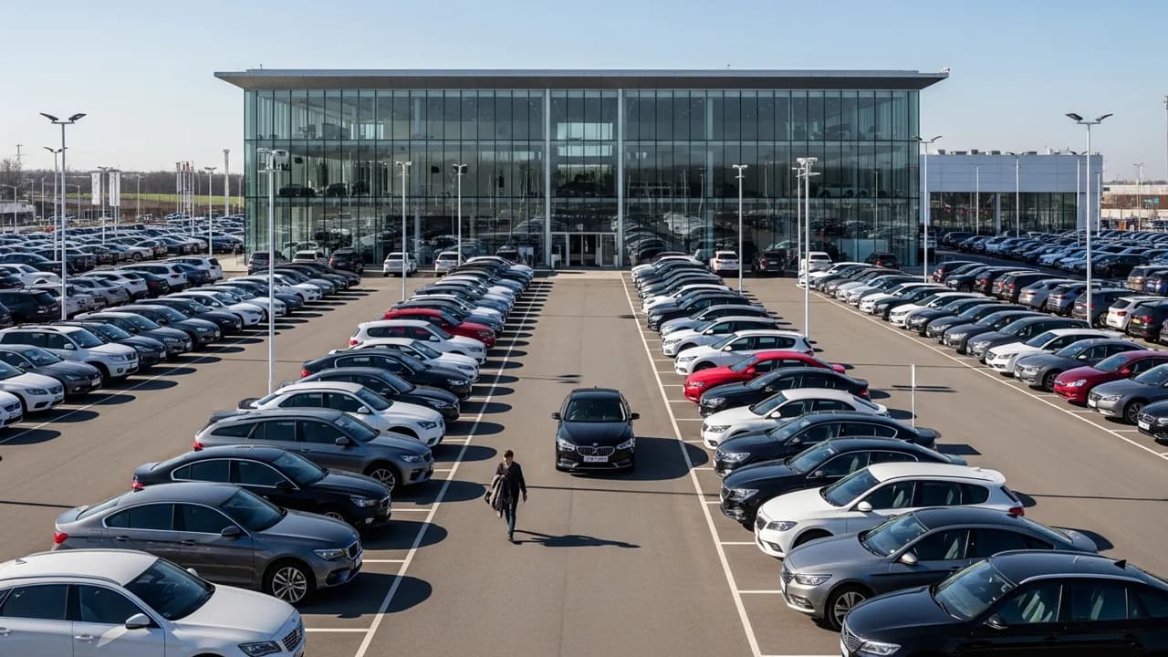 Parking de véhicules prêts pour le convoyage automobile